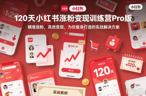【精】120天小红书涨粉变现训练营Pro版,精准涨粉,高效变现,为你量身打造的实战解决方案