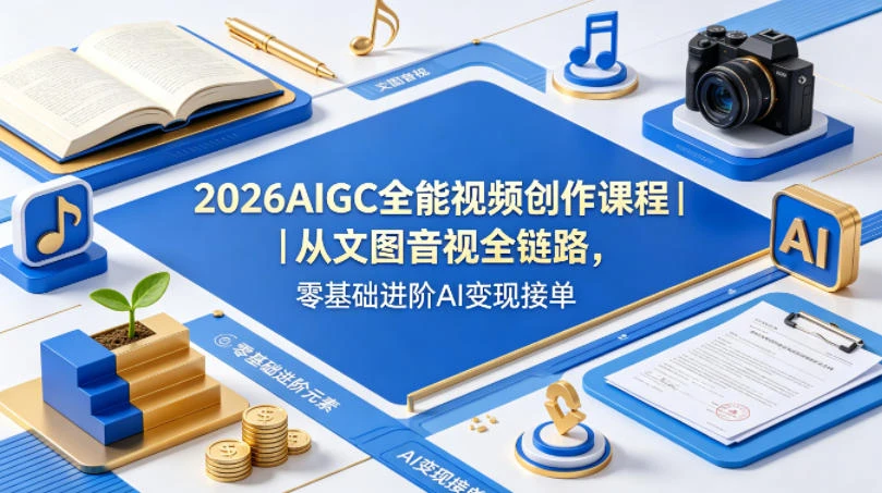 【精】2026AIGC全能视频创作课，8周吃透多赛道创作+变现，零基础也能高效出片接单