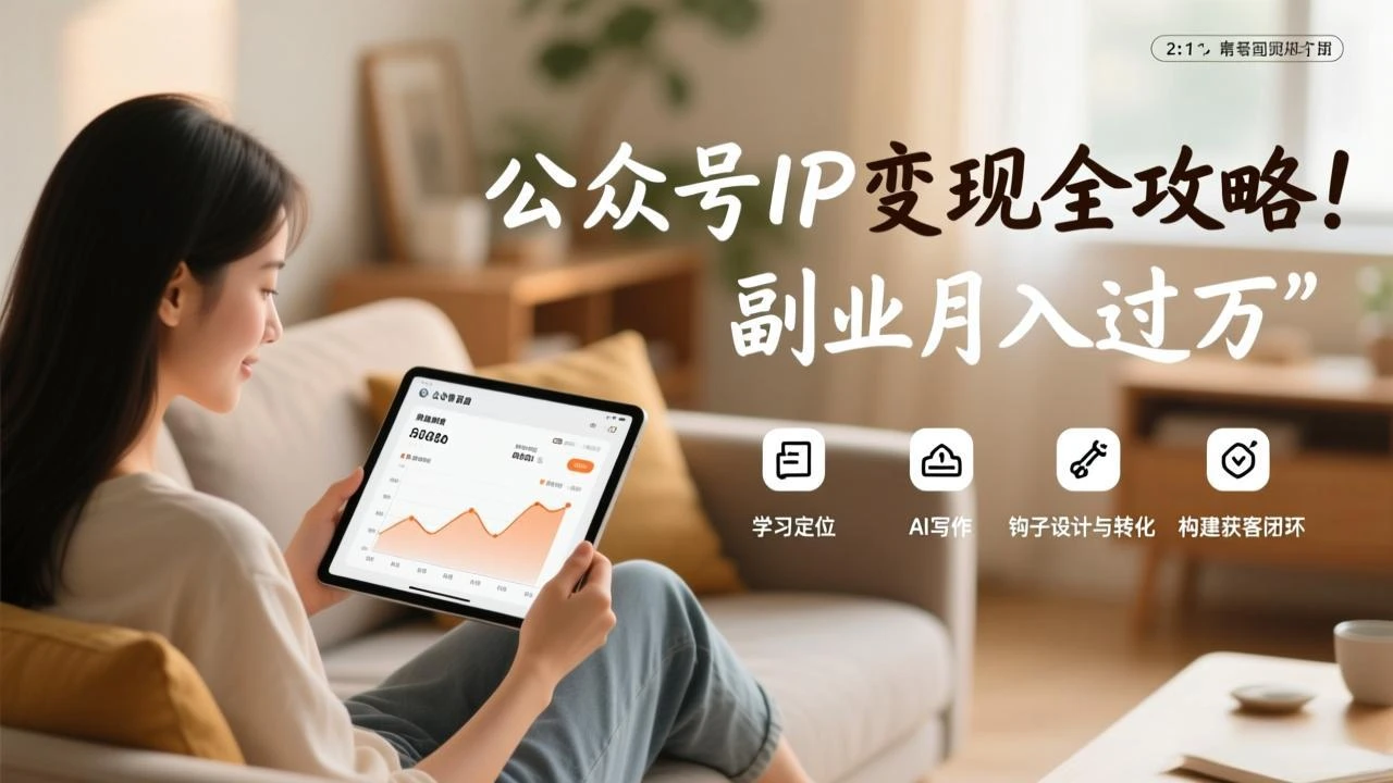 【精】公众号IP变现全攻略，学习定位、AI写作、钩子设计与转化，构建获客闭环，副业月入过万
