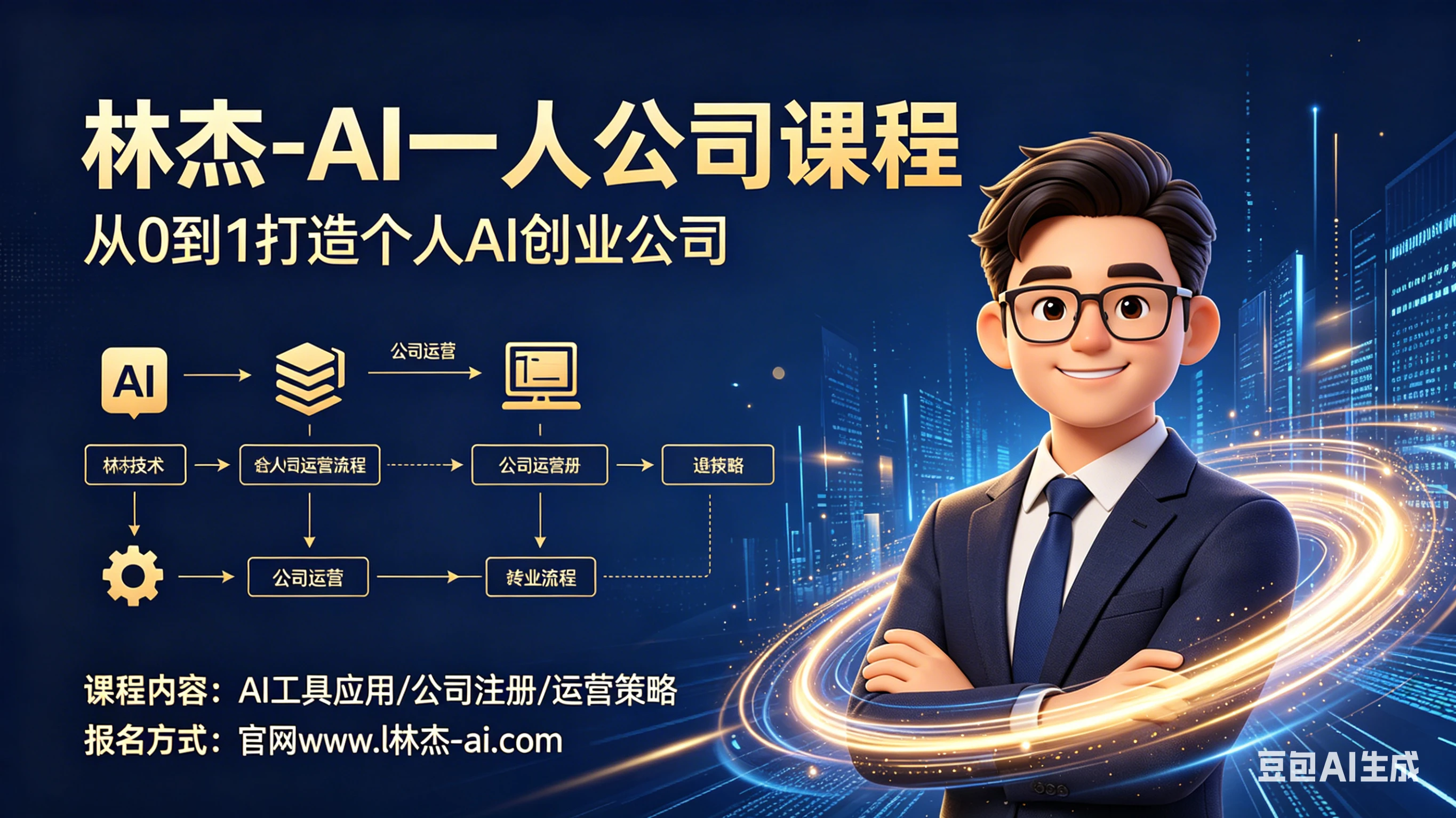 林杰-AI一人公司实战教学,让AI替你写文案、剪视频、找客户