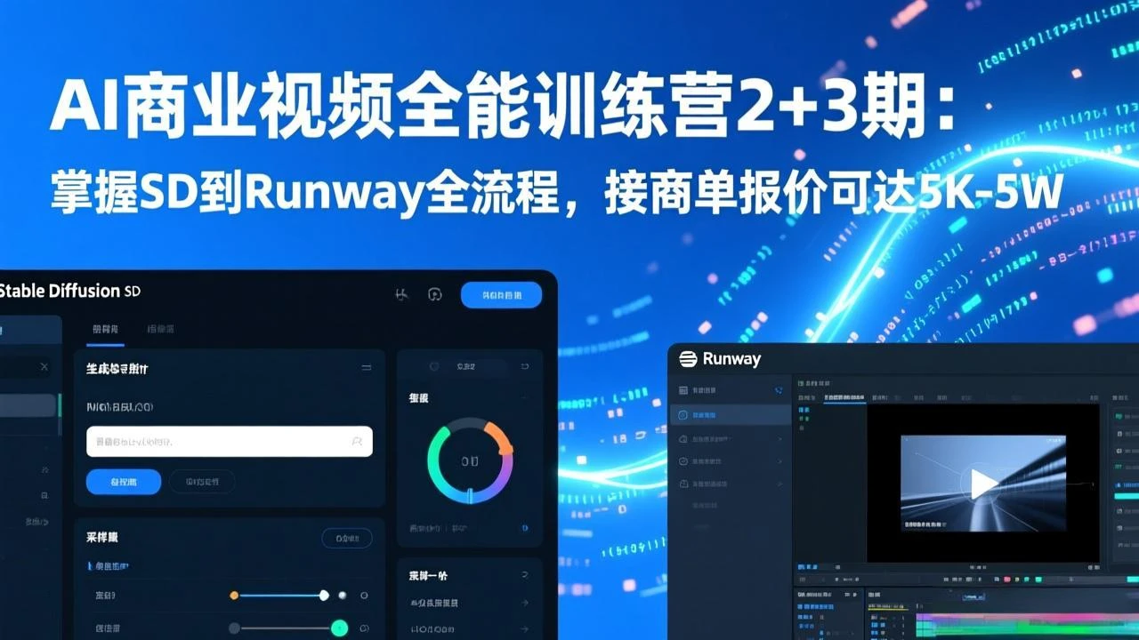 【精】AI商业视频全能训练营2+3期:掌握SD到Runway全流程,接商单报价可达5K-5W 【精】AI商业视频全能训练营2+3期:掌握SD到Runway全流程,接商单报价可达5K-5W