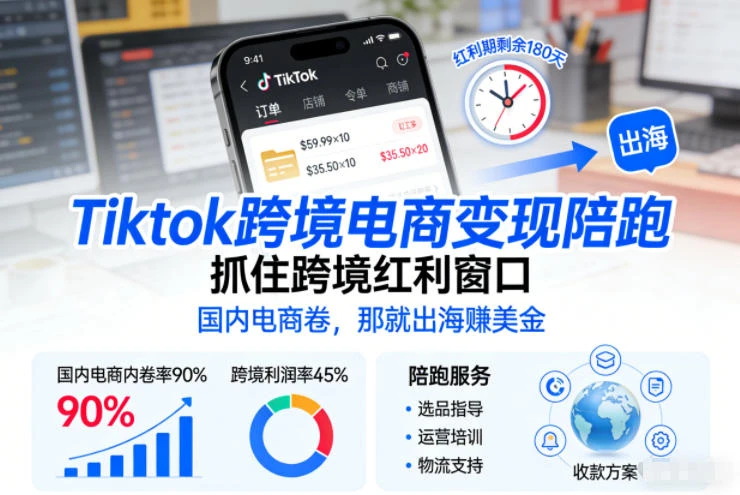 【精】Tiktok跨境电商变现陪跑,抓住跨境红利窗口,国内电商卷,那就出海賺美金 【精】Tiktok跨境电商变现陪跑,抓住跨境红利窗口,国内电商卷,那就出海賺美金